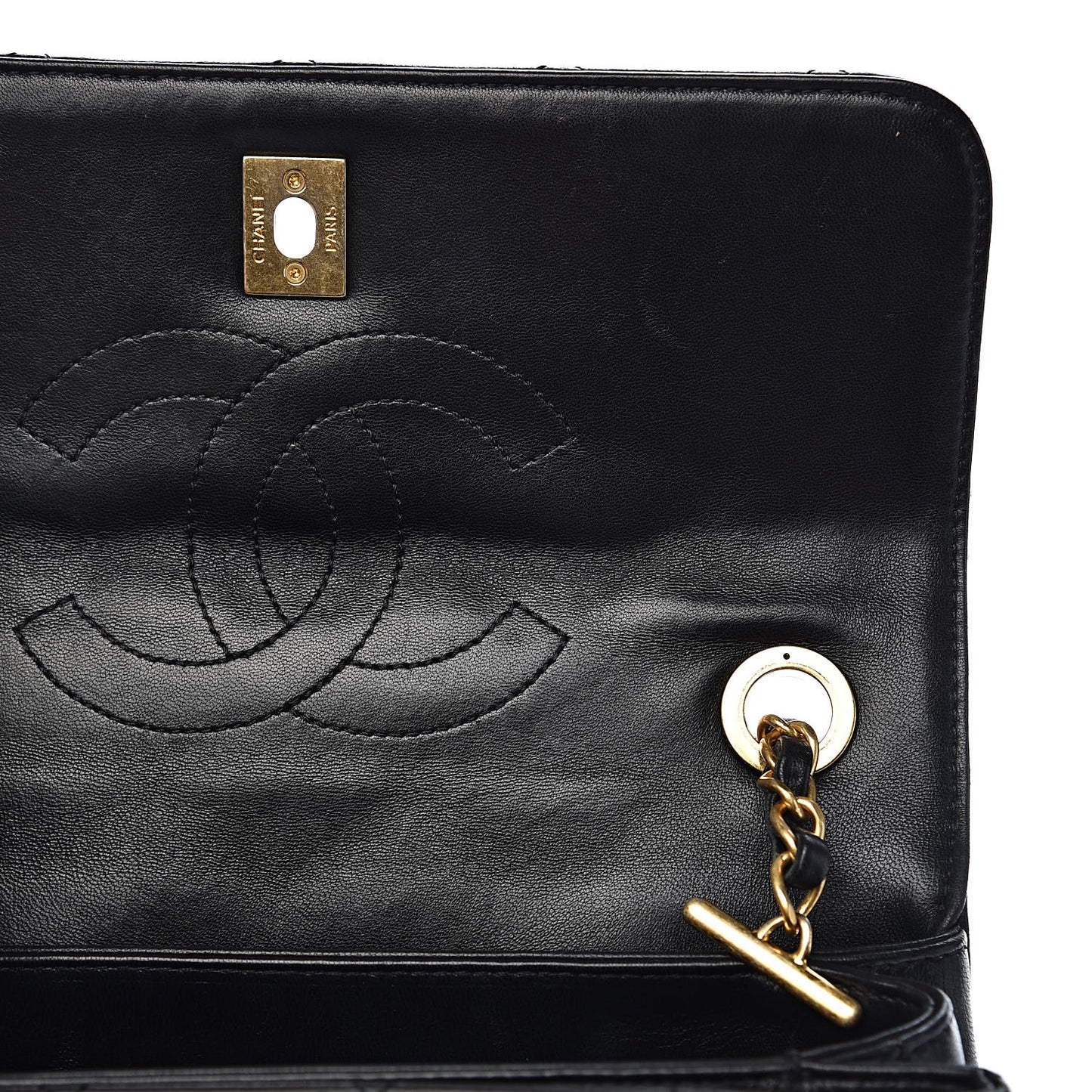 Lambskin Quilted Small Trendy CC Dual Handle Flap Bag Black