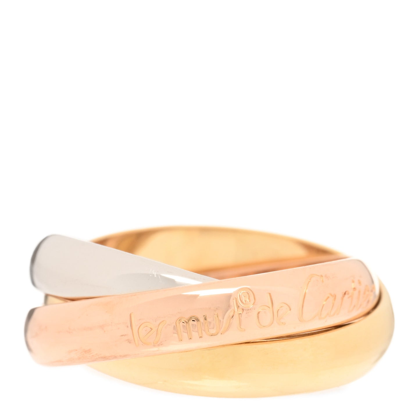 18K Pink Yellow White Gold Classic Les Must De Cartier Trinity Ring 49 4.75