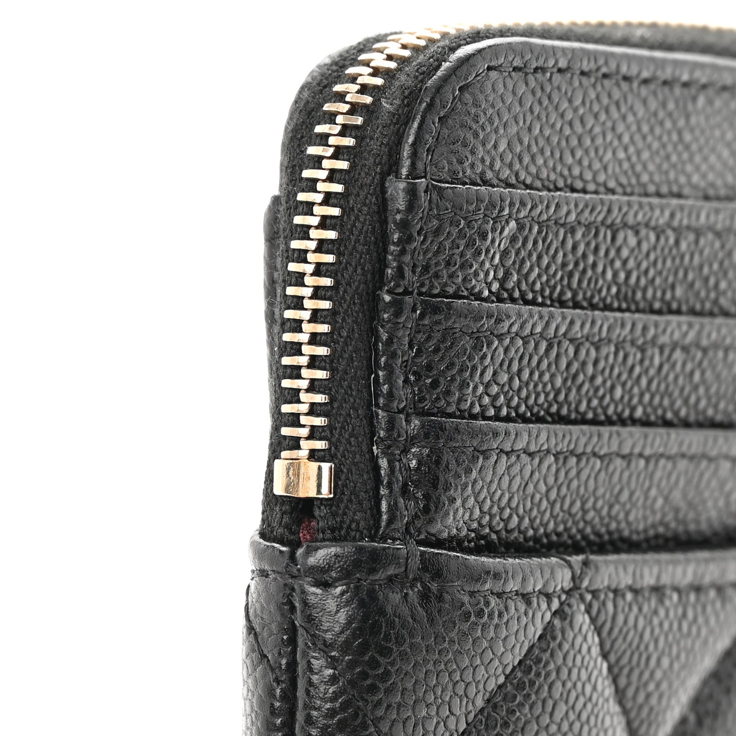 Chanel Caviar Quilted Zip Card Holder Wallet Black 8 of 10