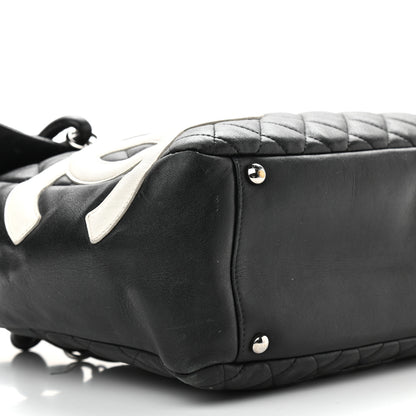 Chanel Calfskin Quilted Large Cambon Flap Black White 12 of 25