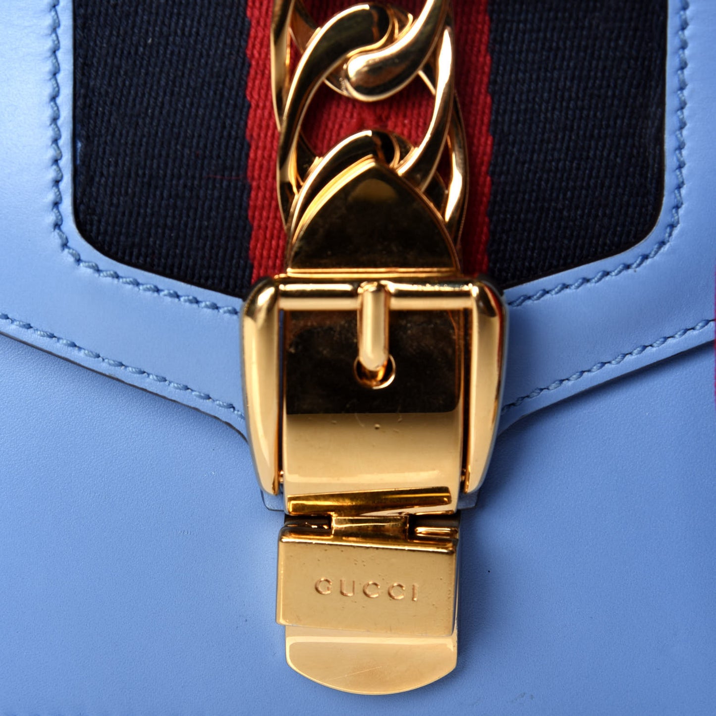 Calfskin Mini Sylvie Chain Shoulder Bag Clear Sky Blue