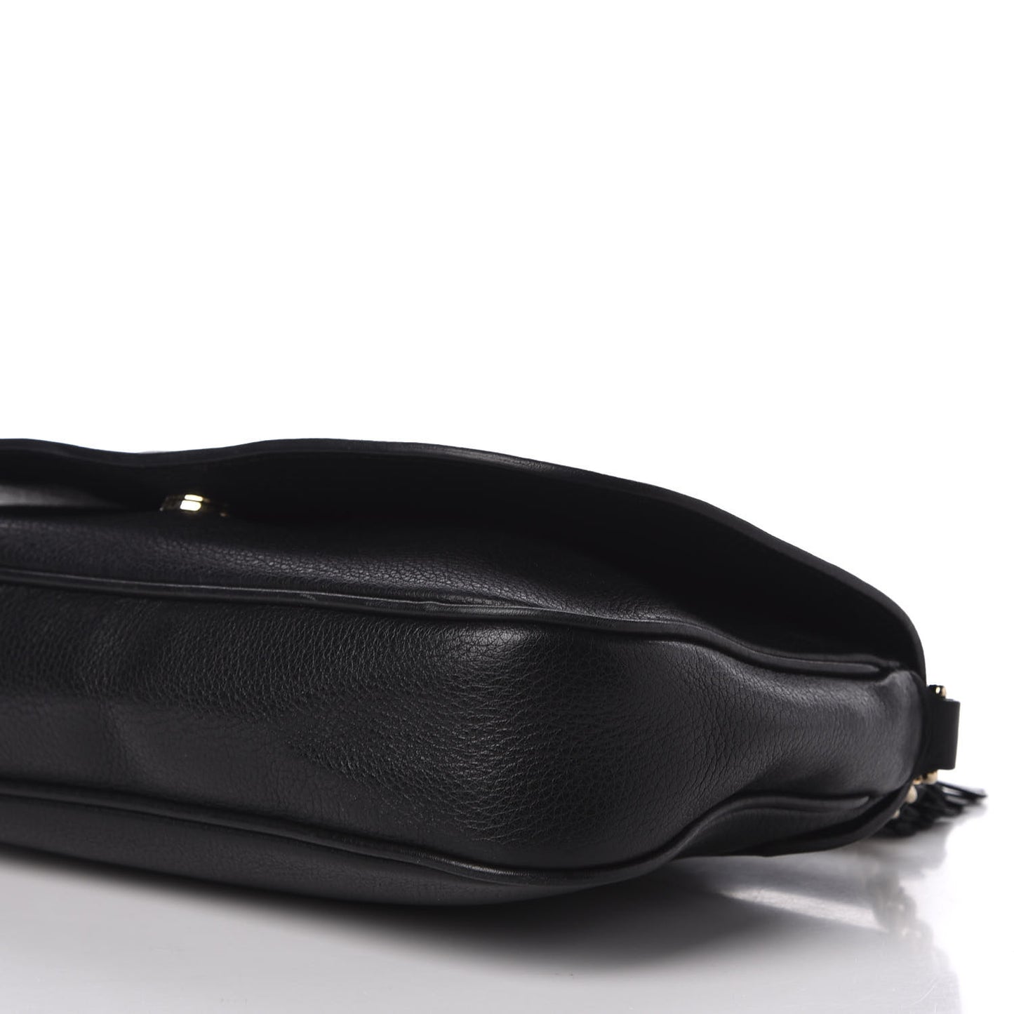Pebbled Calfskin Medium Soho Flap Crossbody Black