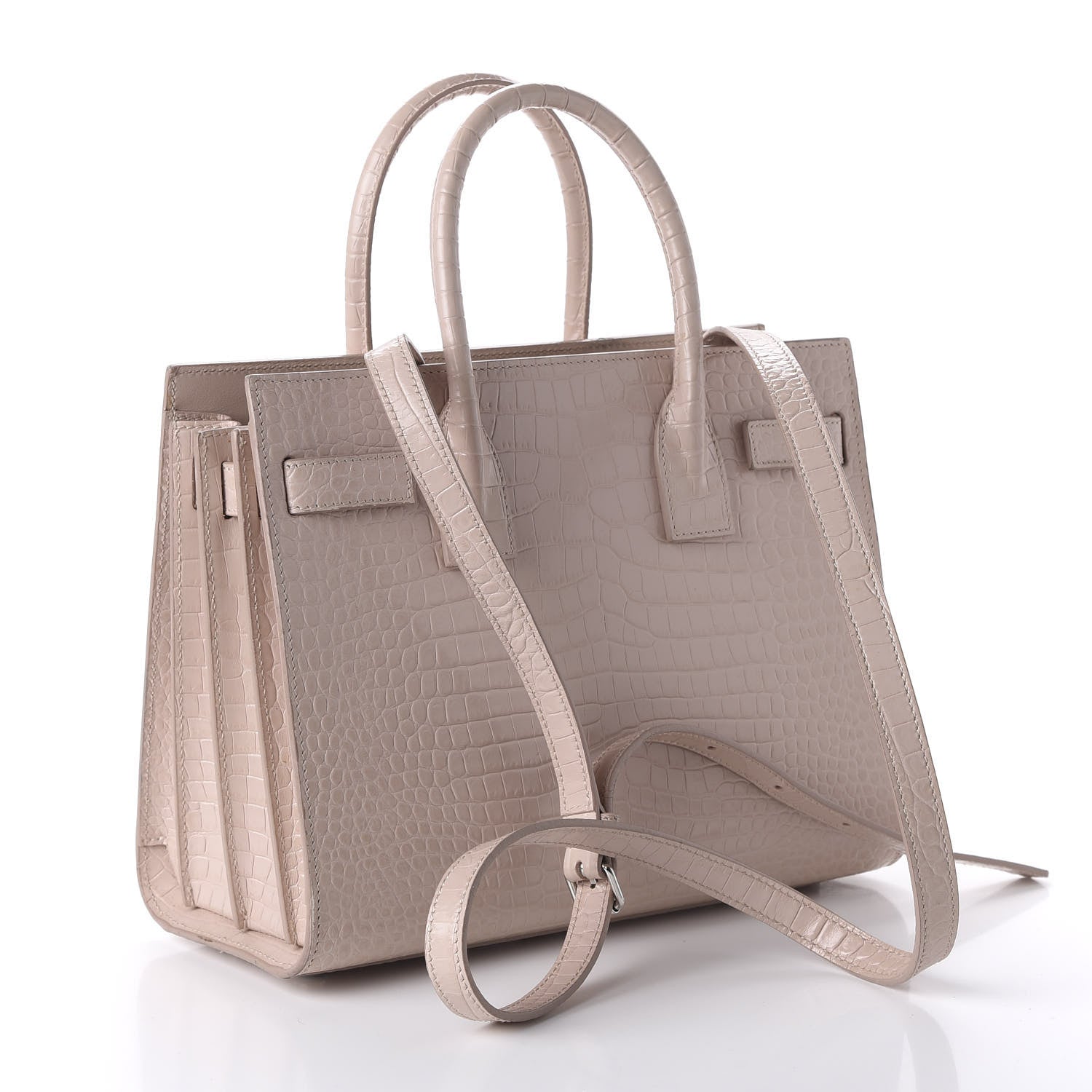 Saint Laurent Calfskin Crocodile Embossed Baby Sac De Jour Rose Antic 3 of 12