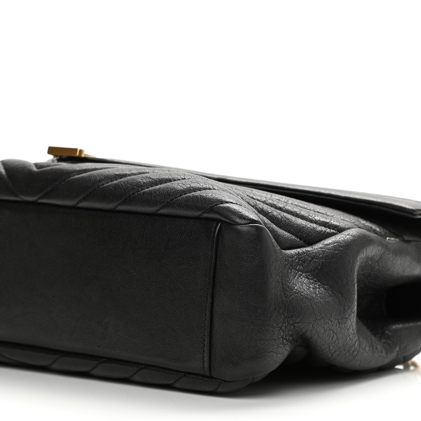 Sheepskin Matelasse Chevron Monogram Large College Satchel Black