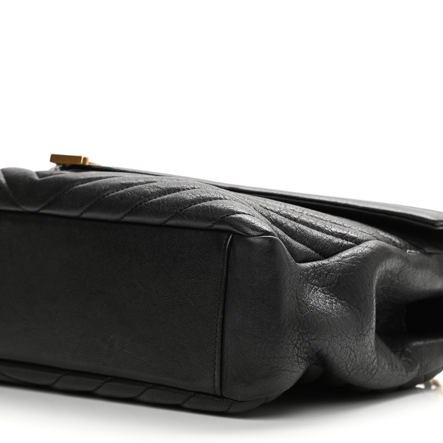Saint Laurent Sheepskin Matelasse Chevron Monogram Large College Satchel Black 10 of 11