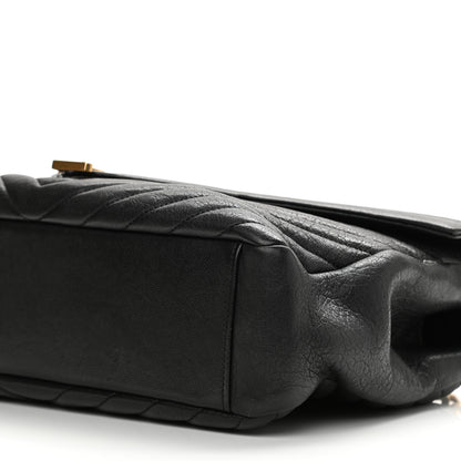 Saint Laurent Sheepskin Matelasse Chevron Monogram Large College Satchel Black 10 of 11