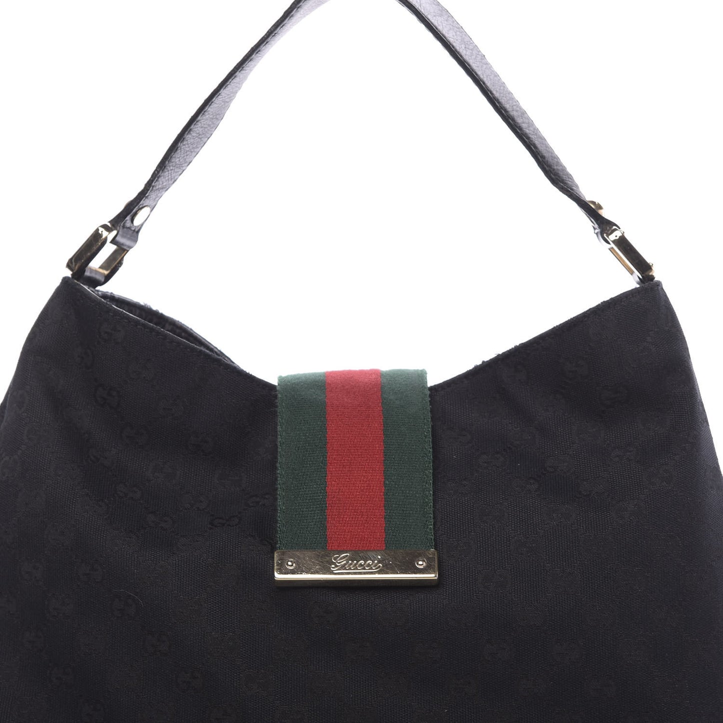 Monogram Large New Ladies Web Hobo Black