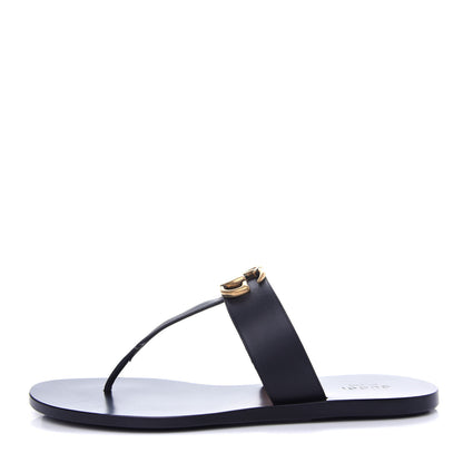 Gucci Calfskin GG Marmont Thong Sandals 38.5 Black 1 of 10