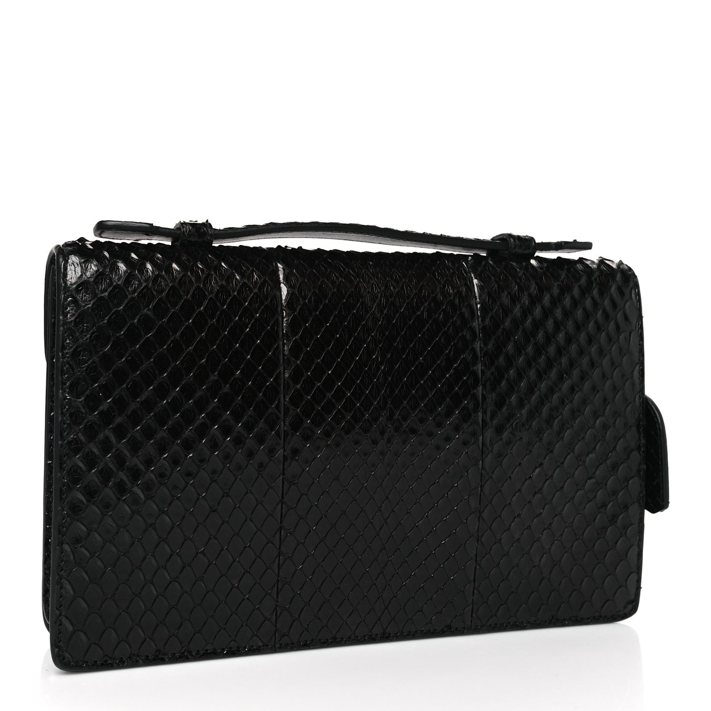 Snakeskin Small Lady Lock Briefcase Clutch Black
