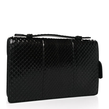 Gucci Snakeskin Small Lady Lock Briefcase Clutch Black 4 of 10