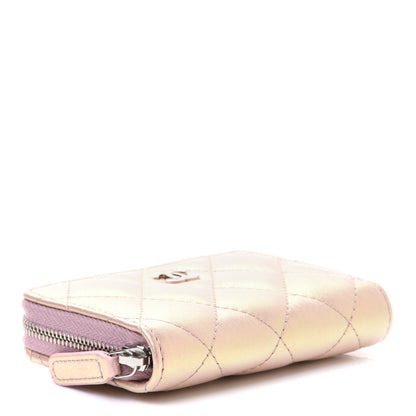 Chanel Iridescent Calfskin Quilted Zip Coin Purse Wallet Pink 4 of 8
