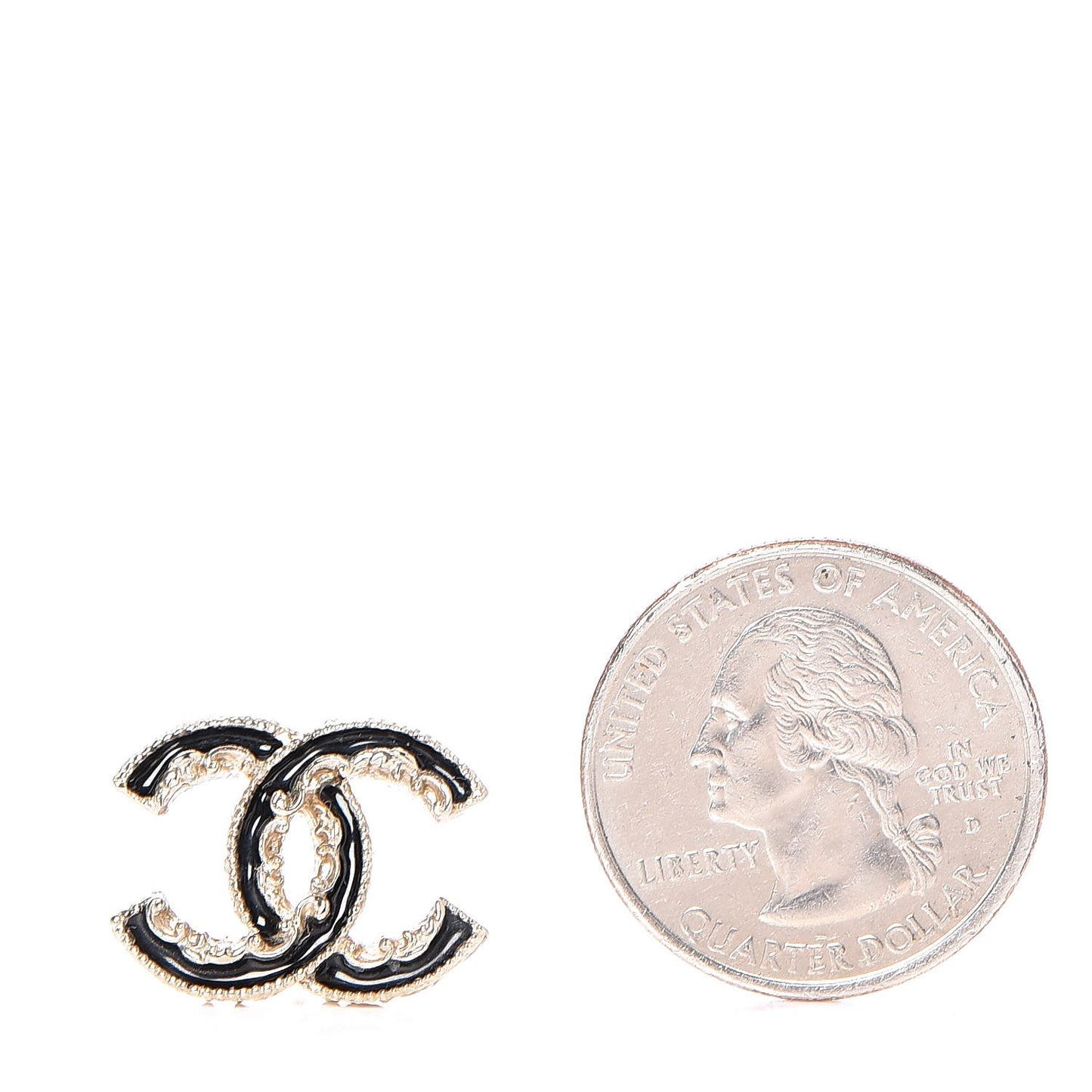 Enamel CC Baroque Earrings Black Gold