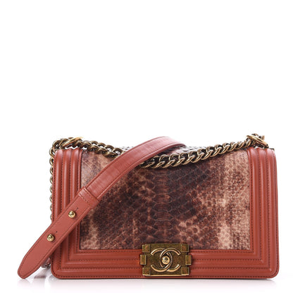 Chanel Python Medium Boy Flap Dark Orange 1 of 7