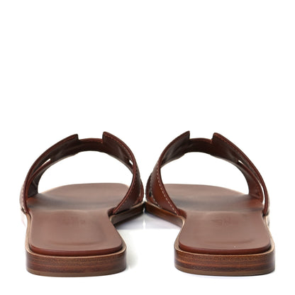 Hermes Box Calfskin Oran Sandals 37 Gold 5 of 9
