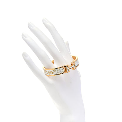 Hermes Enamel Printed Narrow Leopards Clic Clac H Bracelet PM Jaune Or White 2 of 4