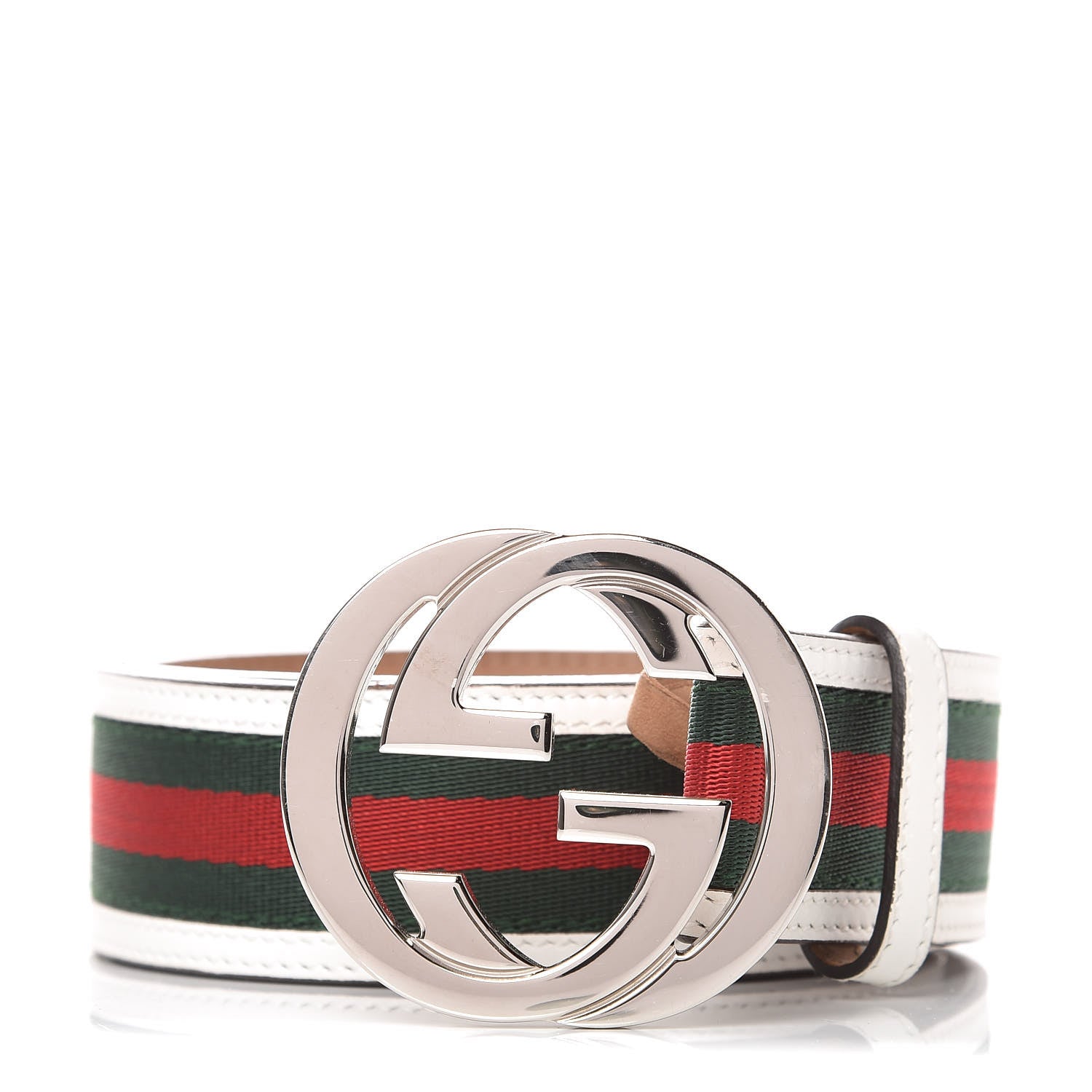 Gucci Calfskin Web Interlocking G Belt 80 32 White 1 of 7