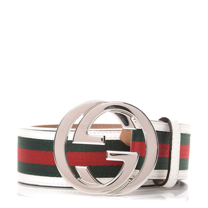 Gucci Calfskin Web Interlocking G Belt 80 32 White 1 of 7