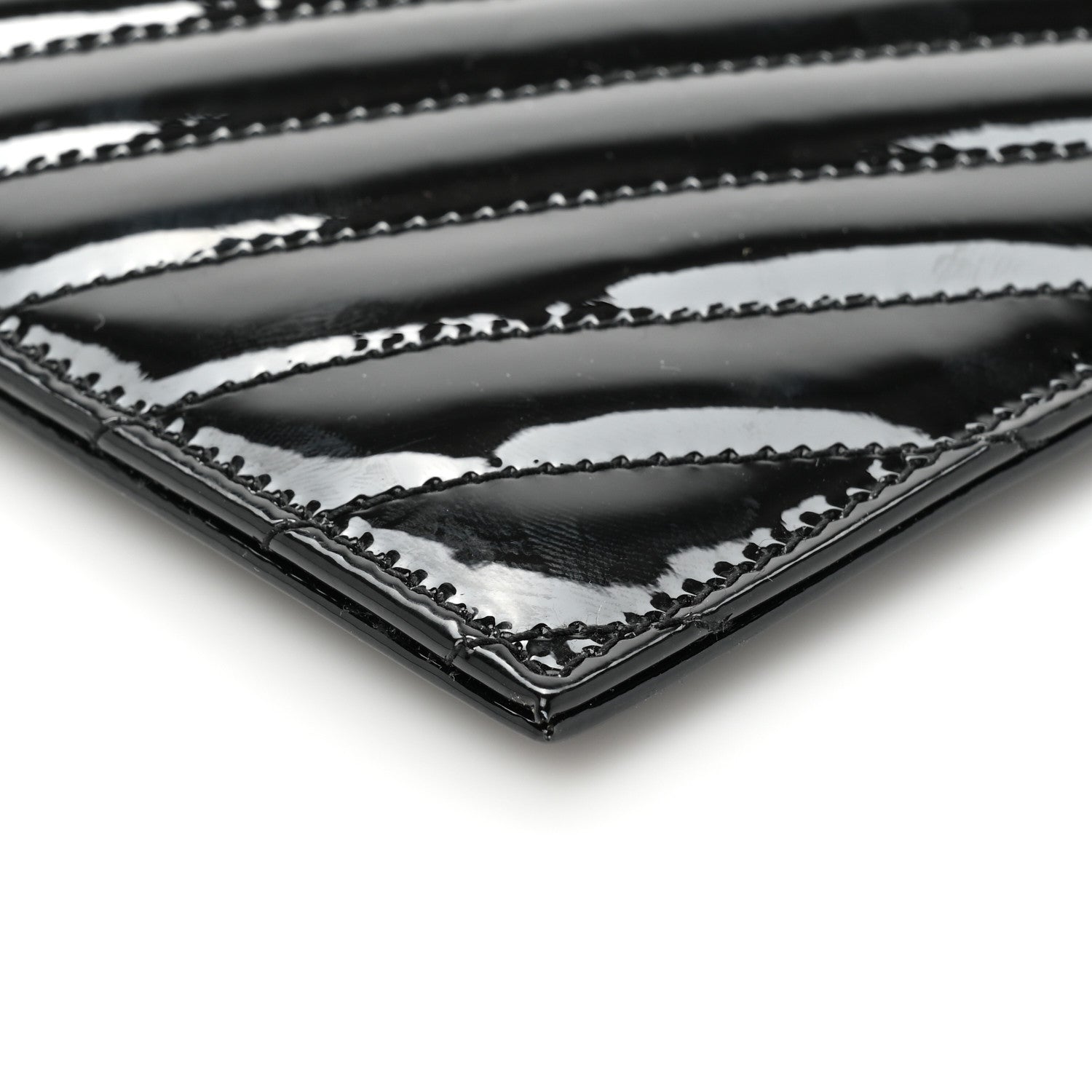 Saint Laurent Patent Grain De Poudre Matelasse Chevron Monogram Bill Pouch Black 9 of 9