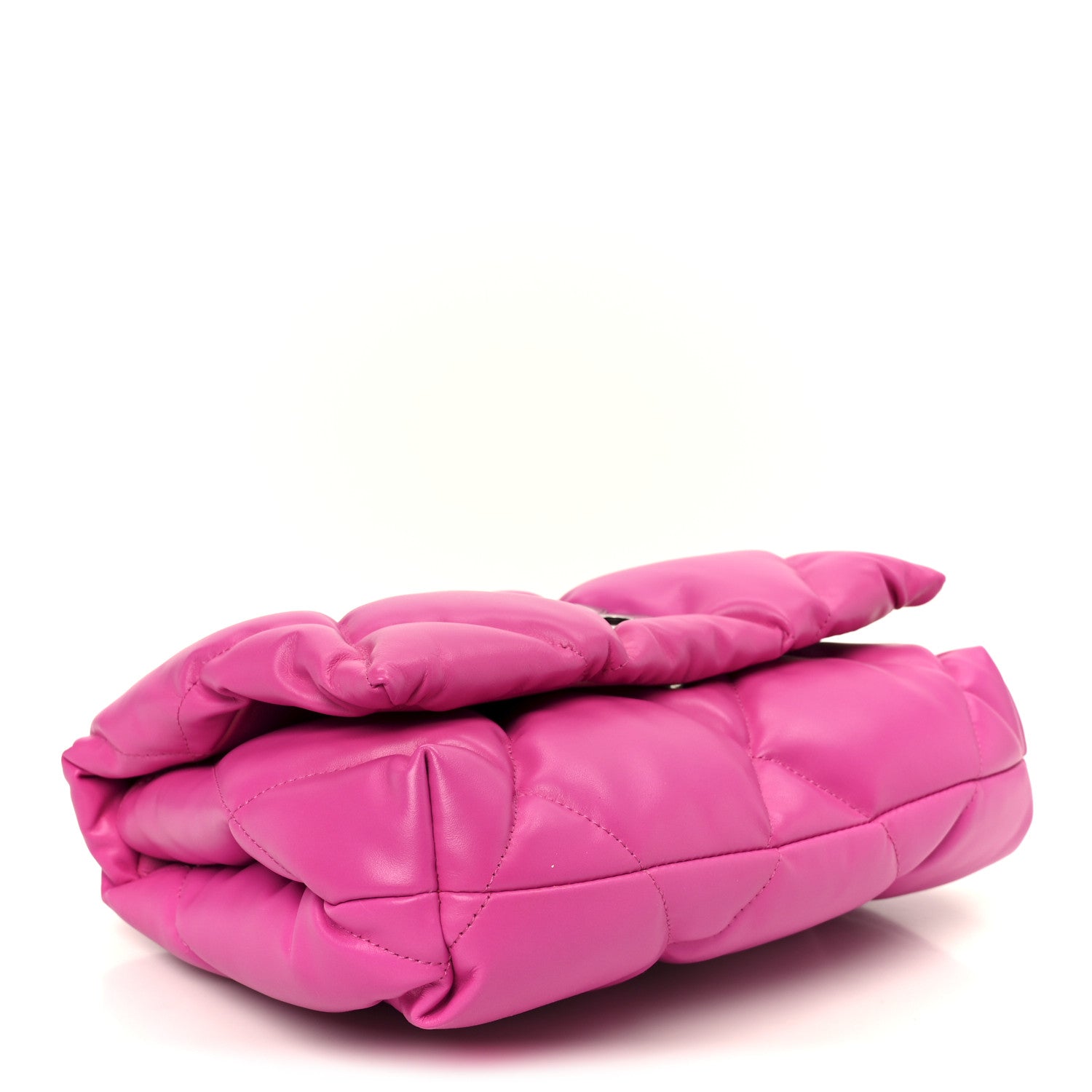 Balenciaga Nappa Calfskin Quilted Touch B Puffy Clutch Fuchsia 4 of 8