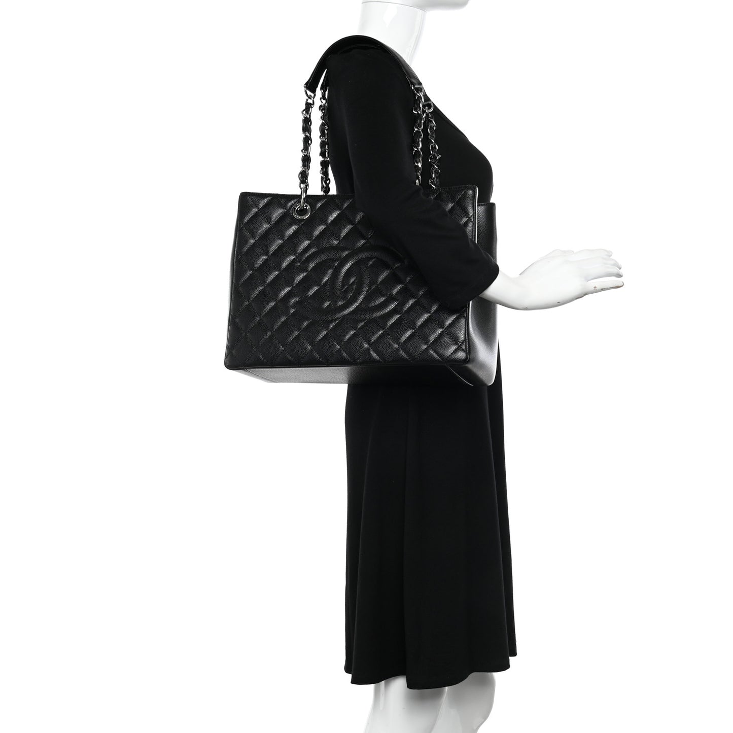 Caviar Quilted Grand Shopping Tote GST Black