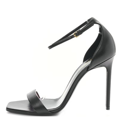 Saint Laurent Calfskin Amber 105 Ankle Strap Sandals 41 Black 1 of 8
