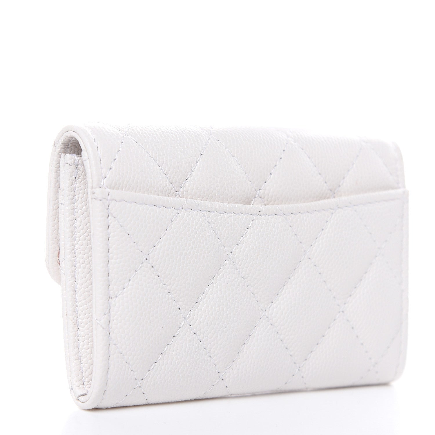 Chanel Caviar Quilted Flap Card Holder Wallet White 3 of 8