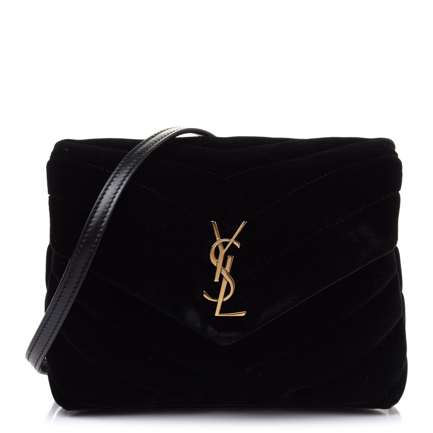 Velvet Y Quilted Monogram Toy Loulou Chain Satchel French Black