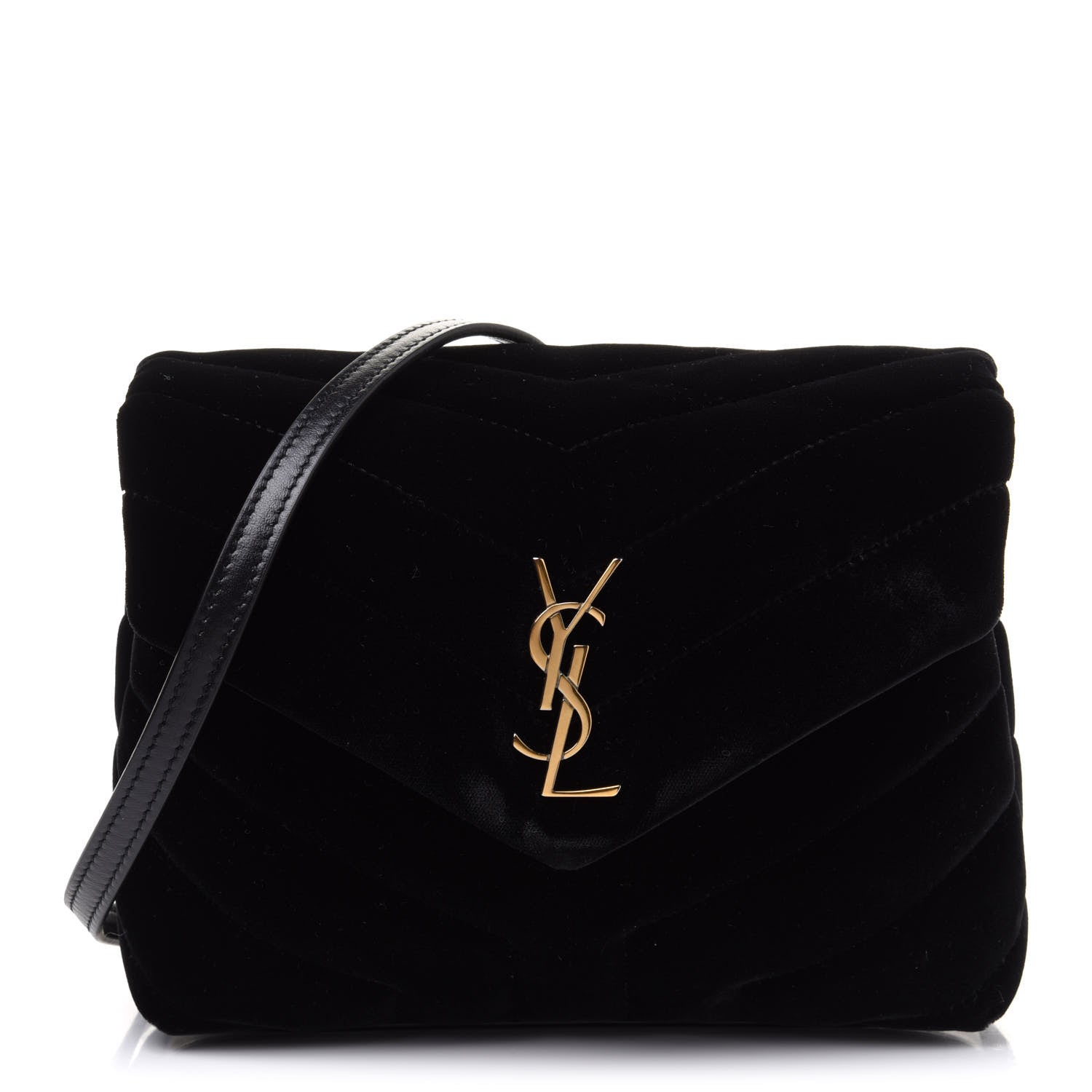 Saint Laurent Velvet Y Quilted Monogram Toy Loulou Chain Satchel French Black 1 of 12