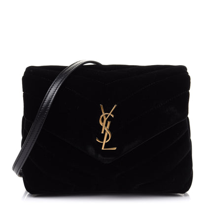 Saint Laurent Velvet Y Quilted Monogram Toy Loulou Chain Satchel French Black 1 of 12