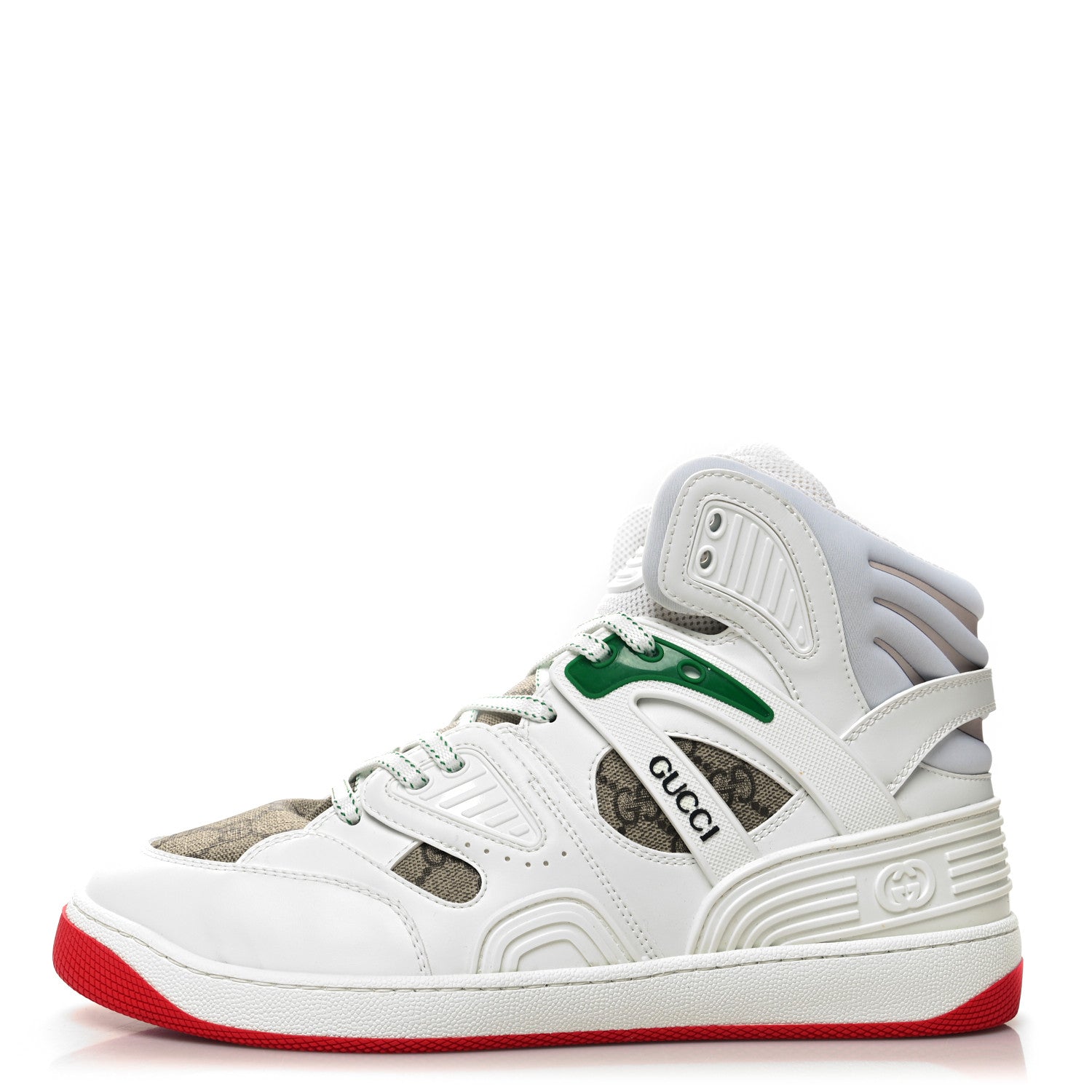 Gucci Demetra GG Supreme Monogram Mens Basket High Top Sneakers 9.5 Great White Beige Ebony 1 of 8