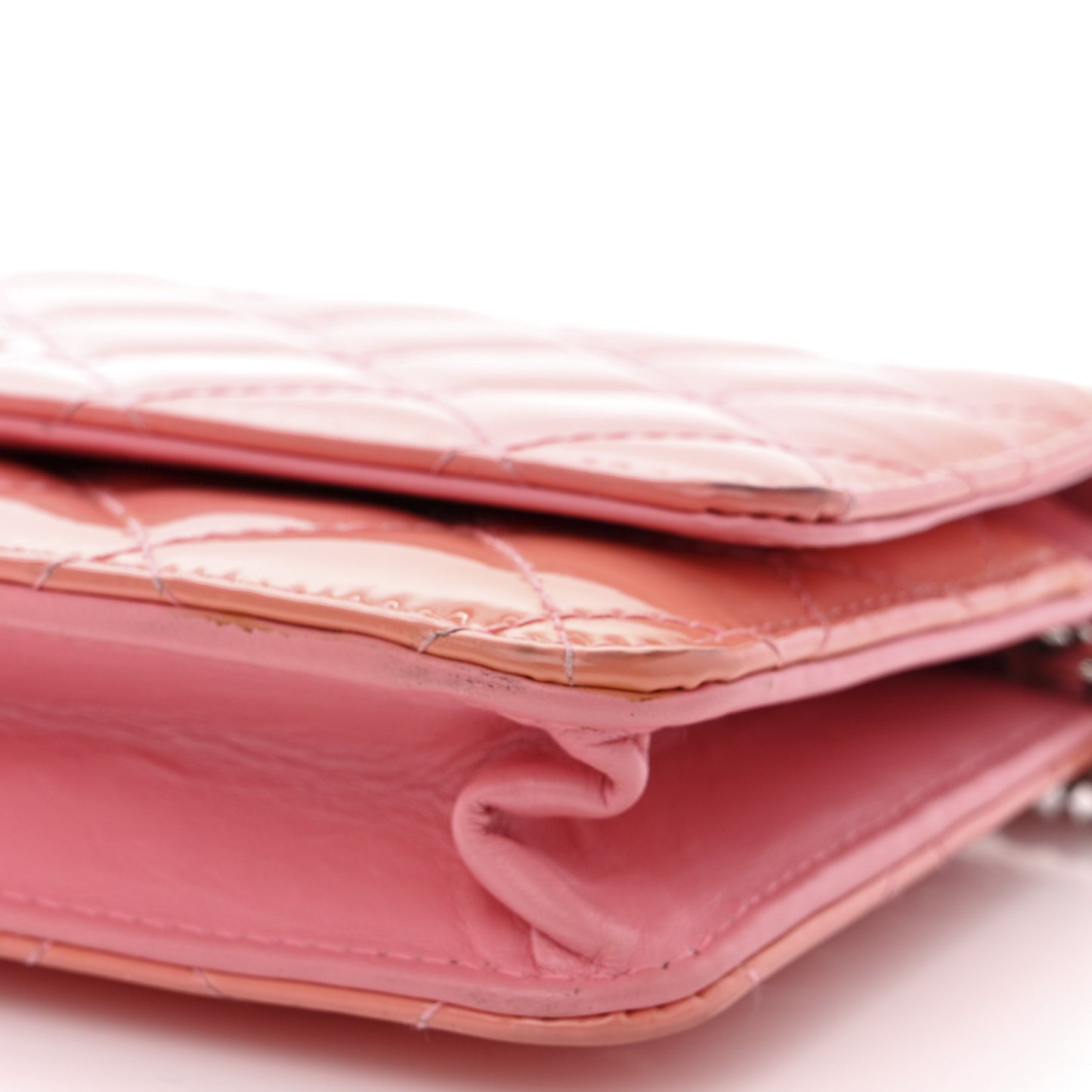 Patent Quilted Wallet On Chain WOC Coral