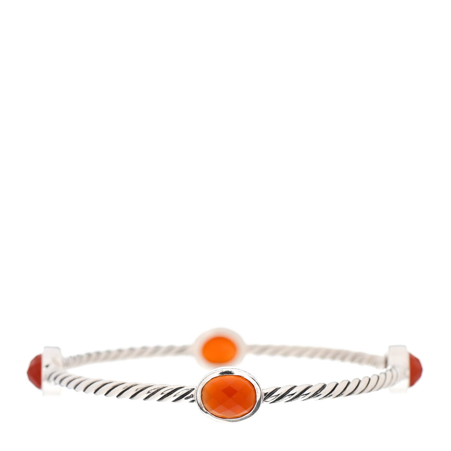 Sterling Silver Carnelian Color Classics 4 Station Bangle Bracelet
