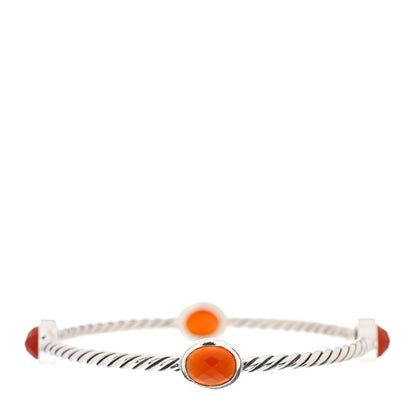 David Yurman Sterling Silver Carnelian Color Classics 4 Station Bangle Bracelet 1 of 4
