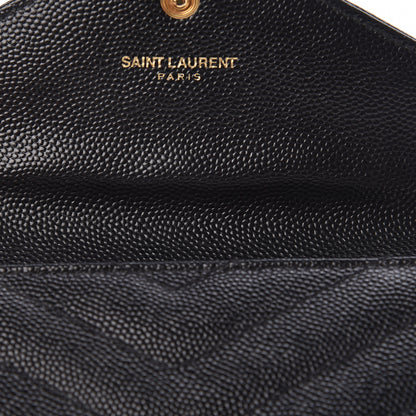 Saint Laurent Grain De Poudre Matelasse Chevron Small Monogram Envelope Wallet Black 8 of 8