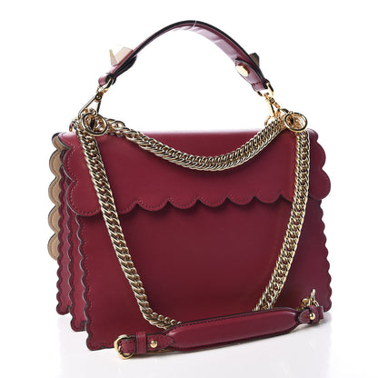 Fendi Vitello Liberty Scalloped Studded Kan I Shoulder Bag Black Cherry 3 of 9
