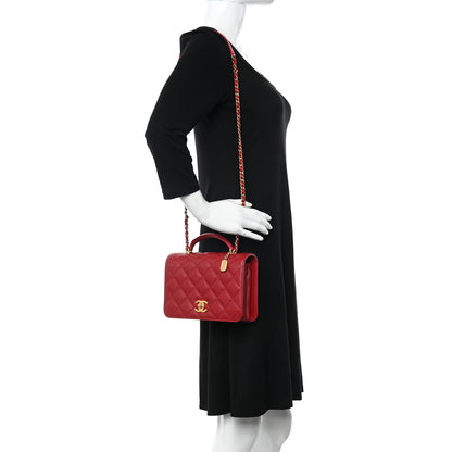 Chanel Caviar Quilted Mini Top Handle Flap Red 2 of 12