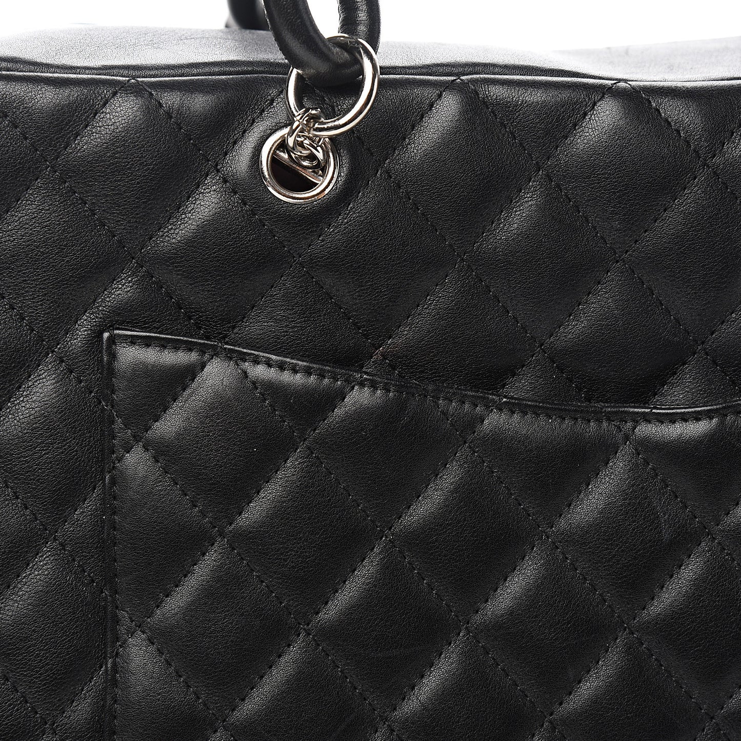 Calfskin Quilted Large Cambon Multipocket Reporter Black