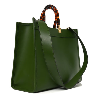 Fendi Vitello King Plexiglass Logo Embossed Medium Fendi Sunshine Shopper Tote Avocado 3 of 9