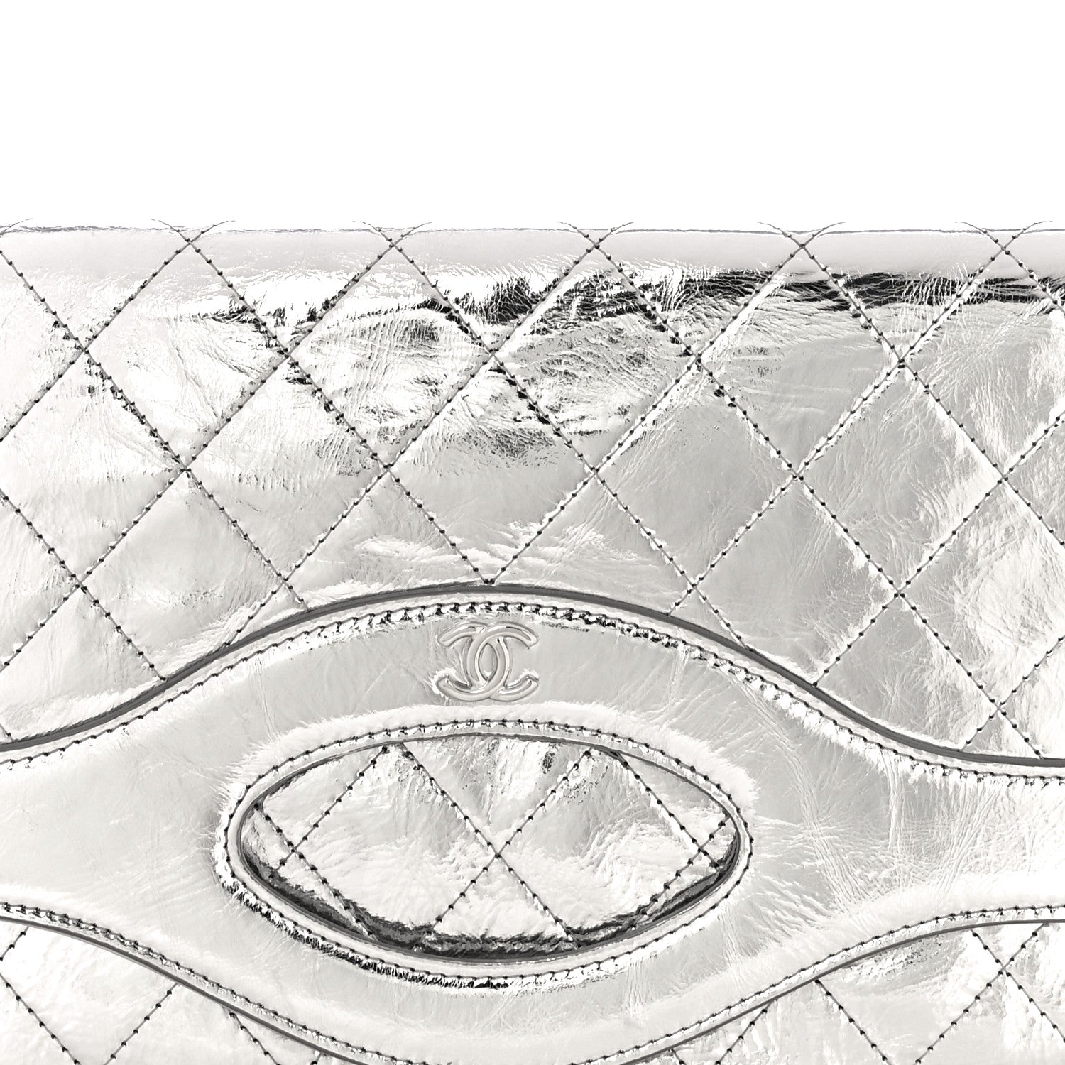 Chanel Metallic Crumpled Calfskin Small 31 Pouch Silver 8 of 11