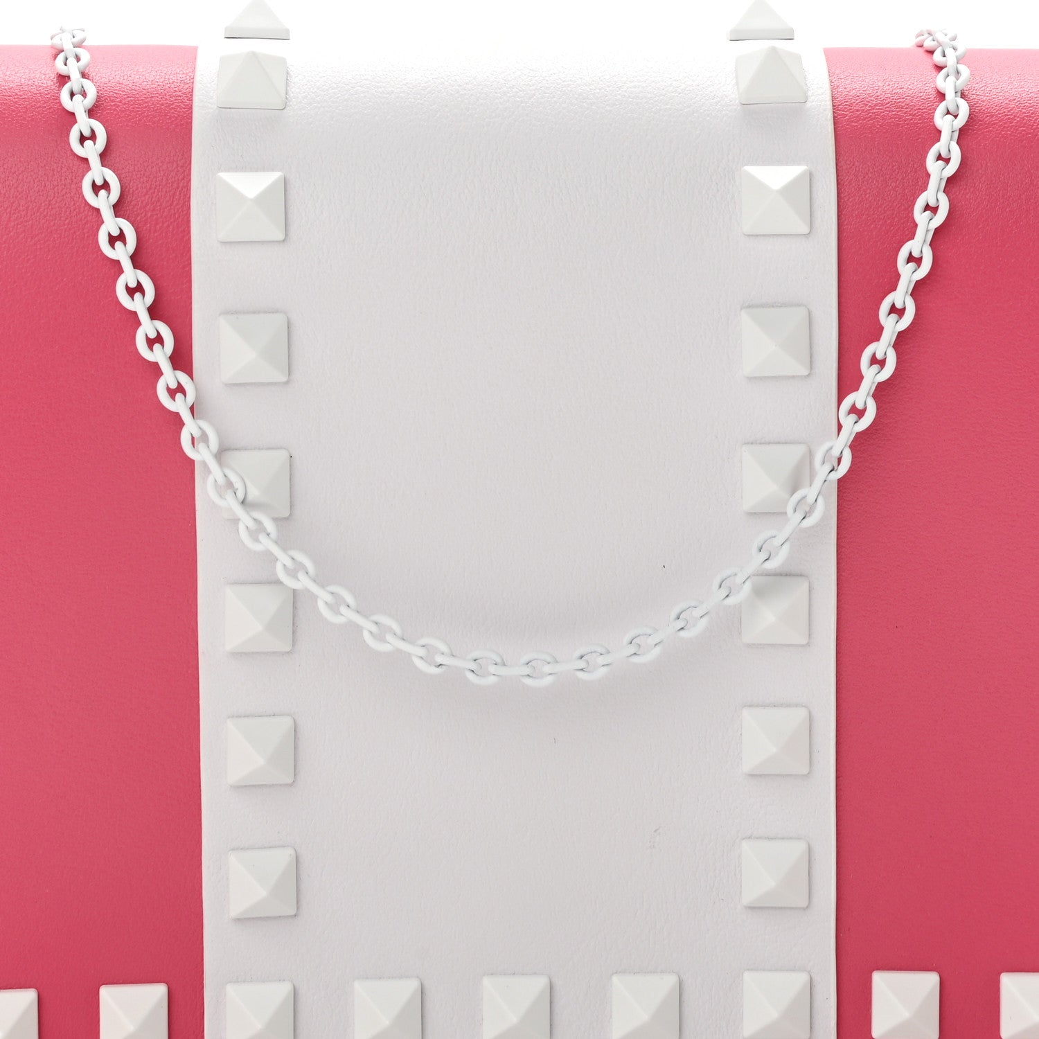 Valentino Garavani Vitello Colorblock Free Rockstud Wallet on Chain Shadow Pink Optic White 8 of 11