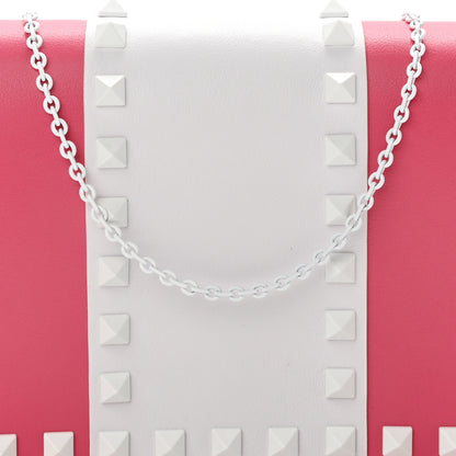 Valentino Garavani Vitello Colorblock Free Rockstud Wallet on Chain Shadow Pink Optic White 8 of 11