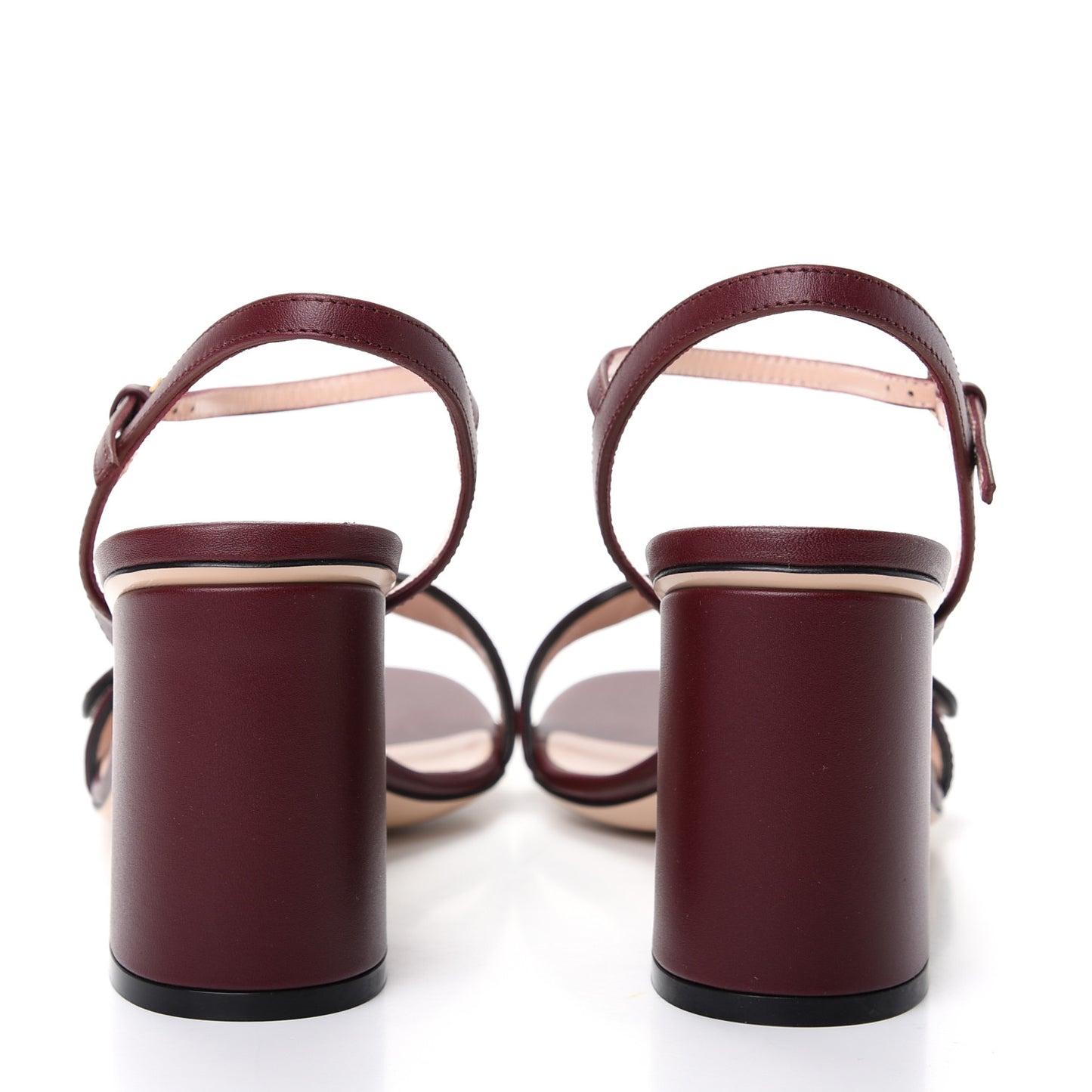 Lifford Calfskin GG Marmont Ankle Wrap 75mm Sandals 38 Vintage Bordeaux