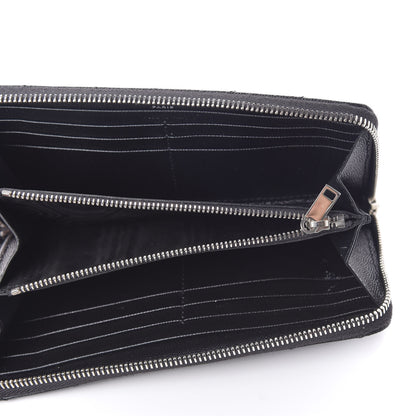 Saint Laurent Grain De Poudre Matelasse Chevron Monogram Zip Around Wallet Black 4 of 7