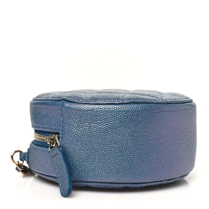 Chanel Iridescent Caviar Quilted Round Clutch With Chain Blue 4 of 10