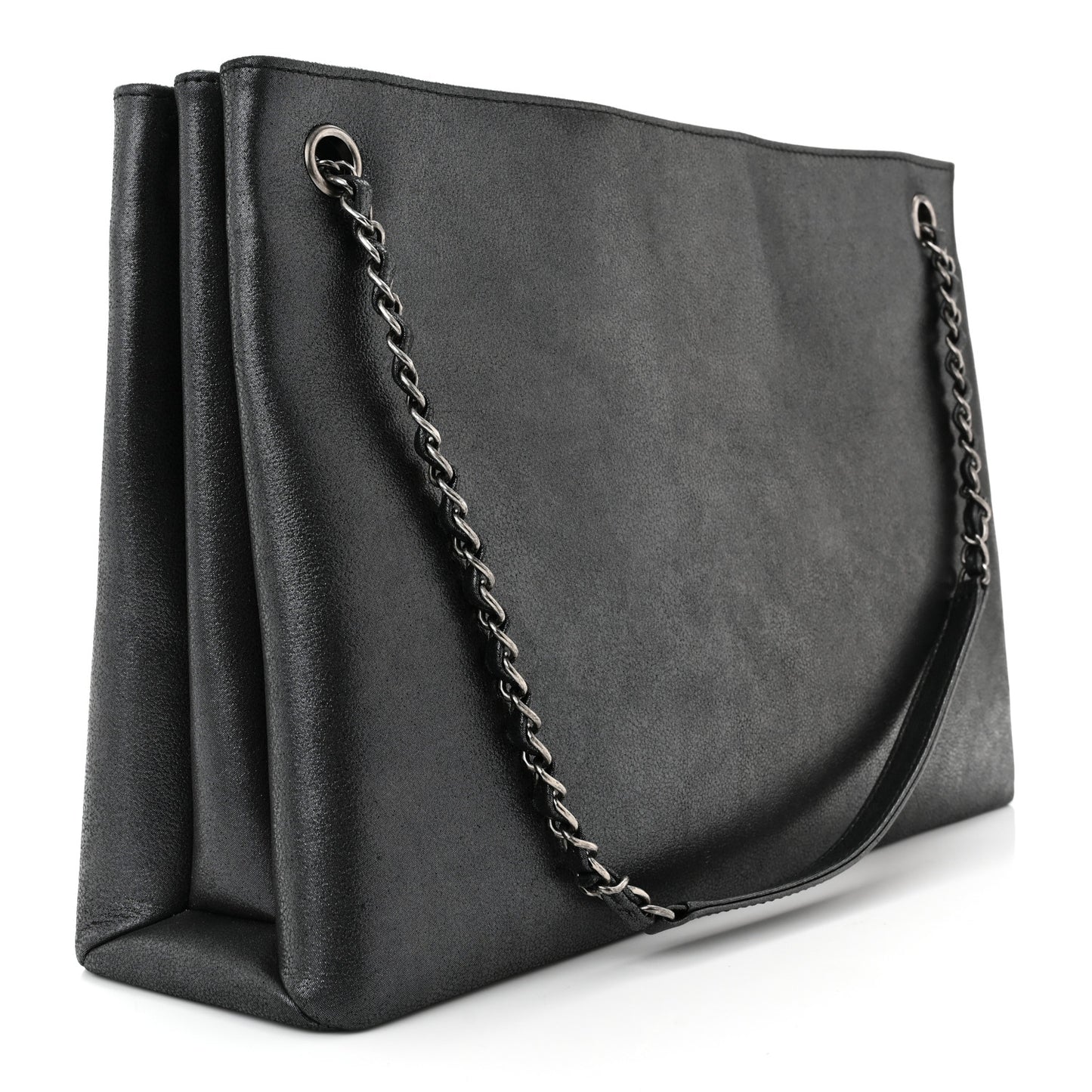 Iridescent Calfskin CC East West Shopping Tote Black