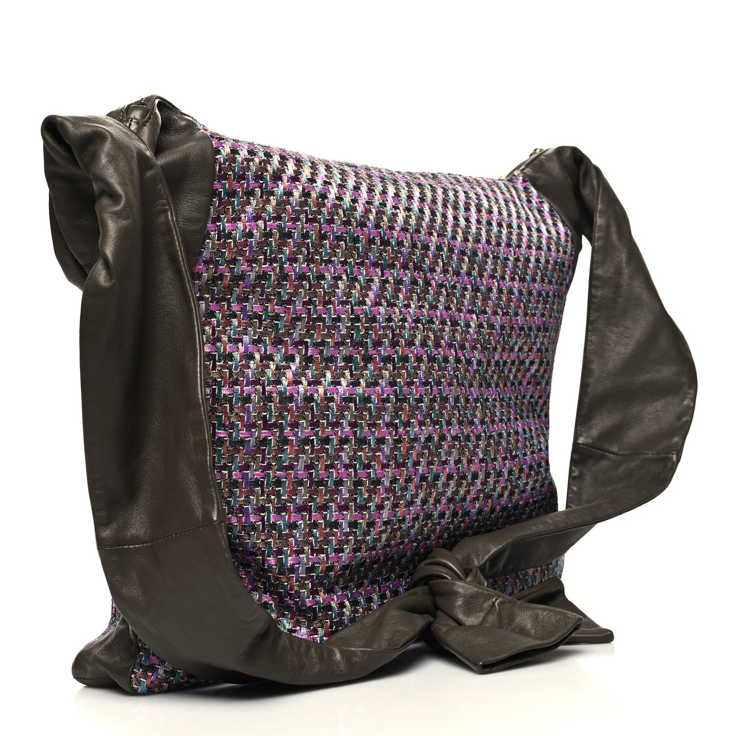 Tweed Lambskin Large Girl Bag Purple Multicolor