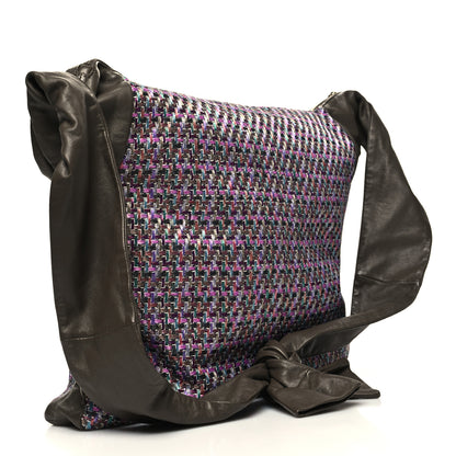 Chanel Tweed Lambskin Large Girl Bag Purple Multicolor 3 of 10