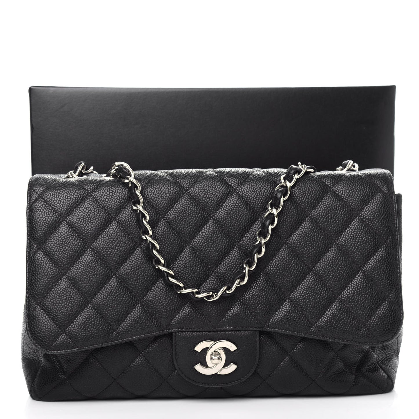 Caviar Quilted Jumbo Single Flap Black