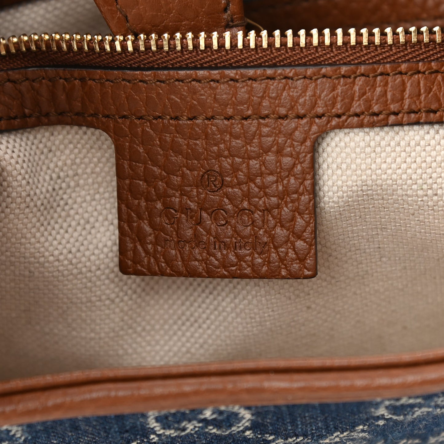 New Denim GG Monogram Calfskin Small Jackie 1961 Hobo Blue Tea Cuir