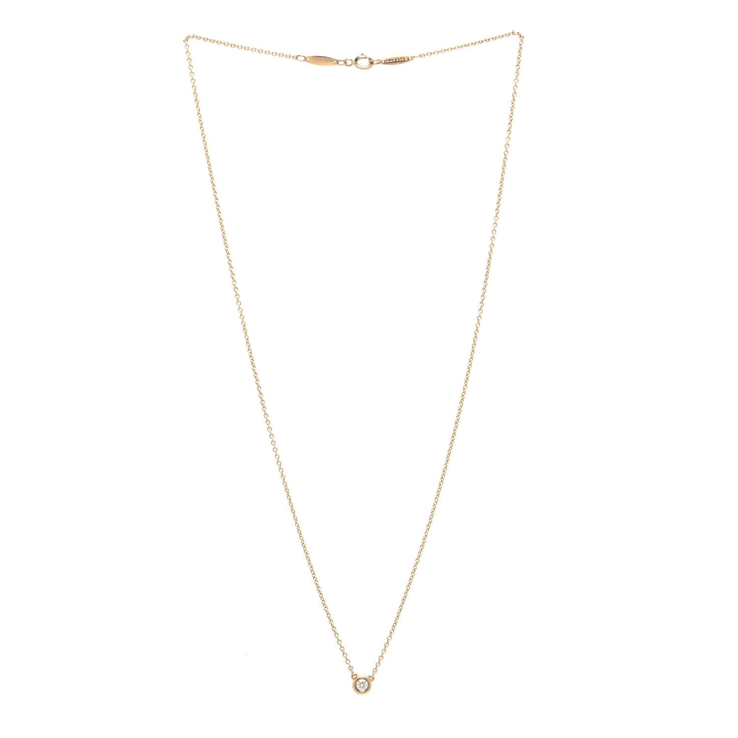 18K Rose Gold Diamond .07ct Elsa Peretti Diamonds by the Yard Pendant Necklace